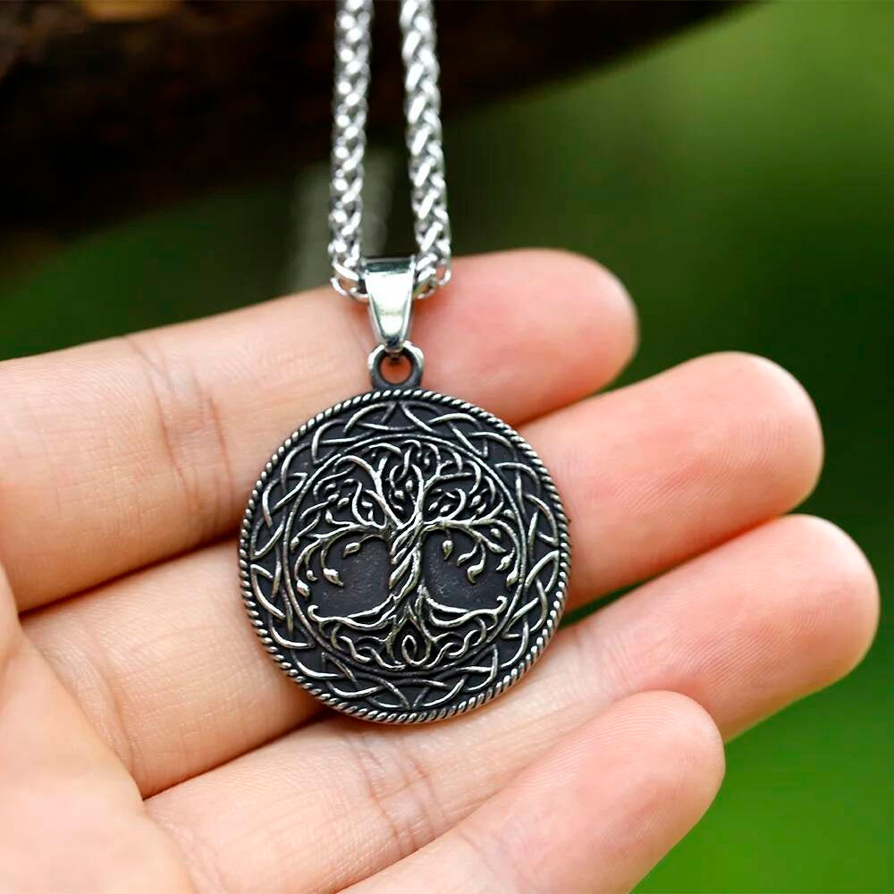 Celtic Tree of Life Pendant Necklace – Stainless Steel Norse Yggdrasil Symbol