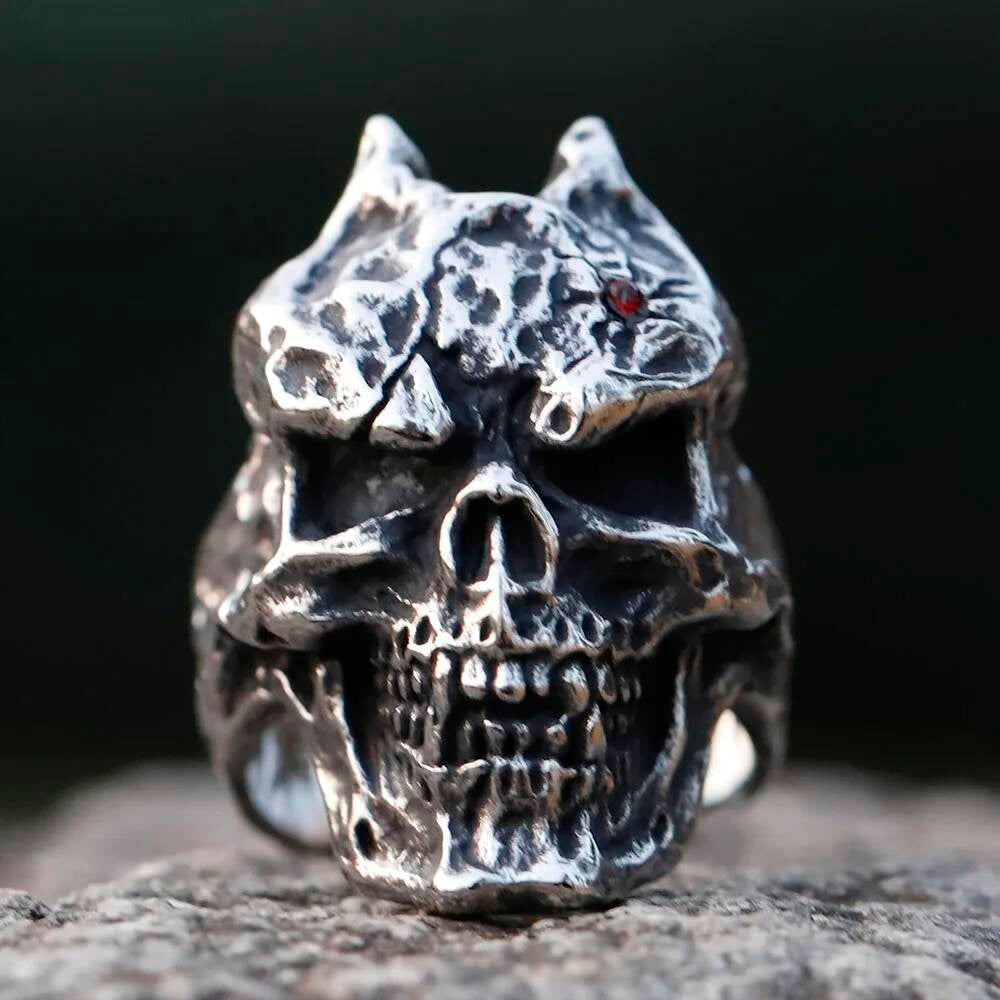 Vintage Punk Skull Ring – 316L Stainless Steel Biker Statement Band