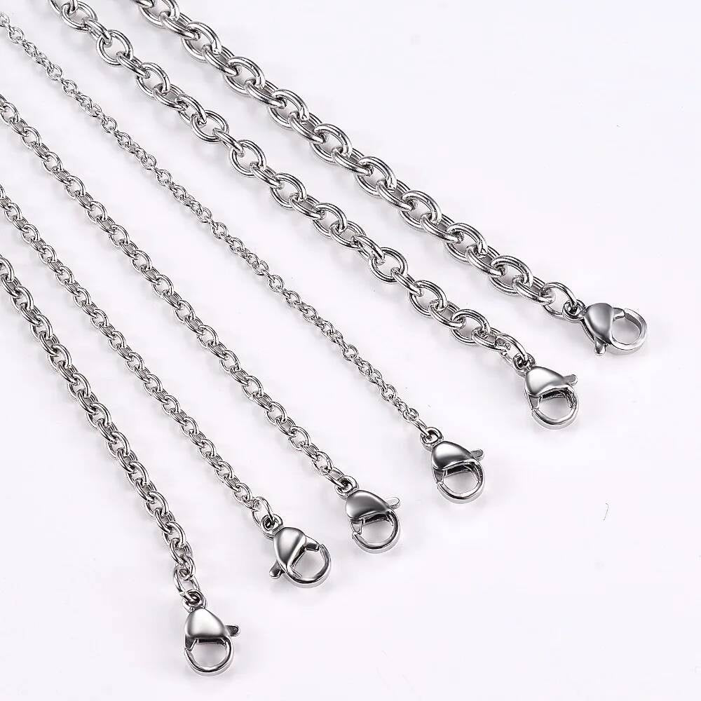 1Pc Width 1.5mm-6mm Stainless Steel Cross O Chain For Women Men DIY Jewelry Thin Bracelet Necklace