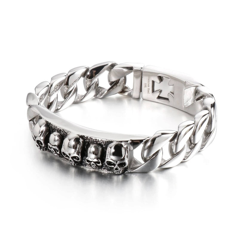 Punk Skull Ghost Cuban Chain Men's Bracelet Stainless Steel 316L Jewelry