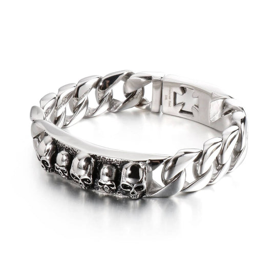 Punk Skull Ghost Cuban Chain Men's Bracelet Stainless Steel 316L Jewelry