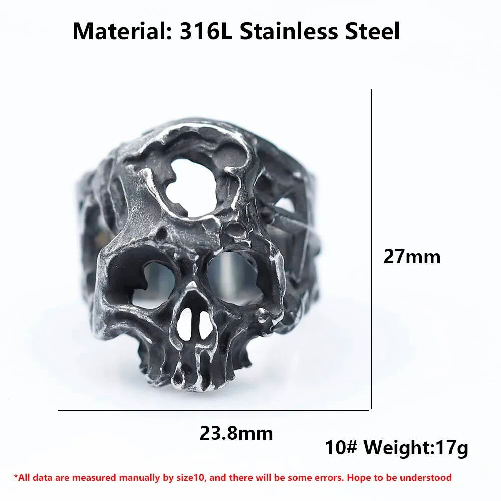 Punk Vintage 316L Stainless Steel Ring – Gothic Fashion for Teens & Men