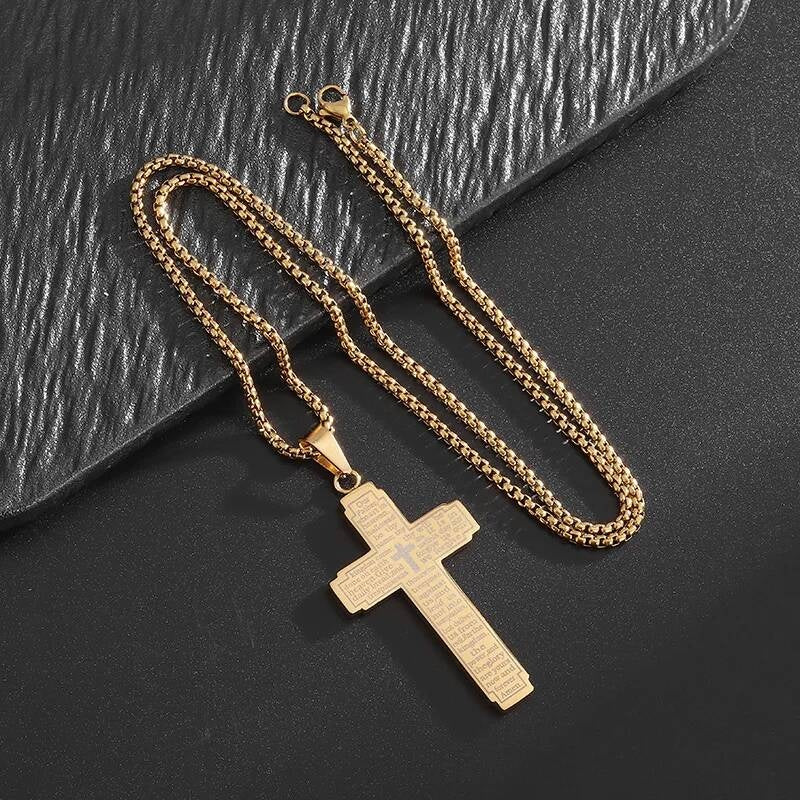 316L Stainless Steel Cross Chain Necklace For Men Religious Jesus Accessory