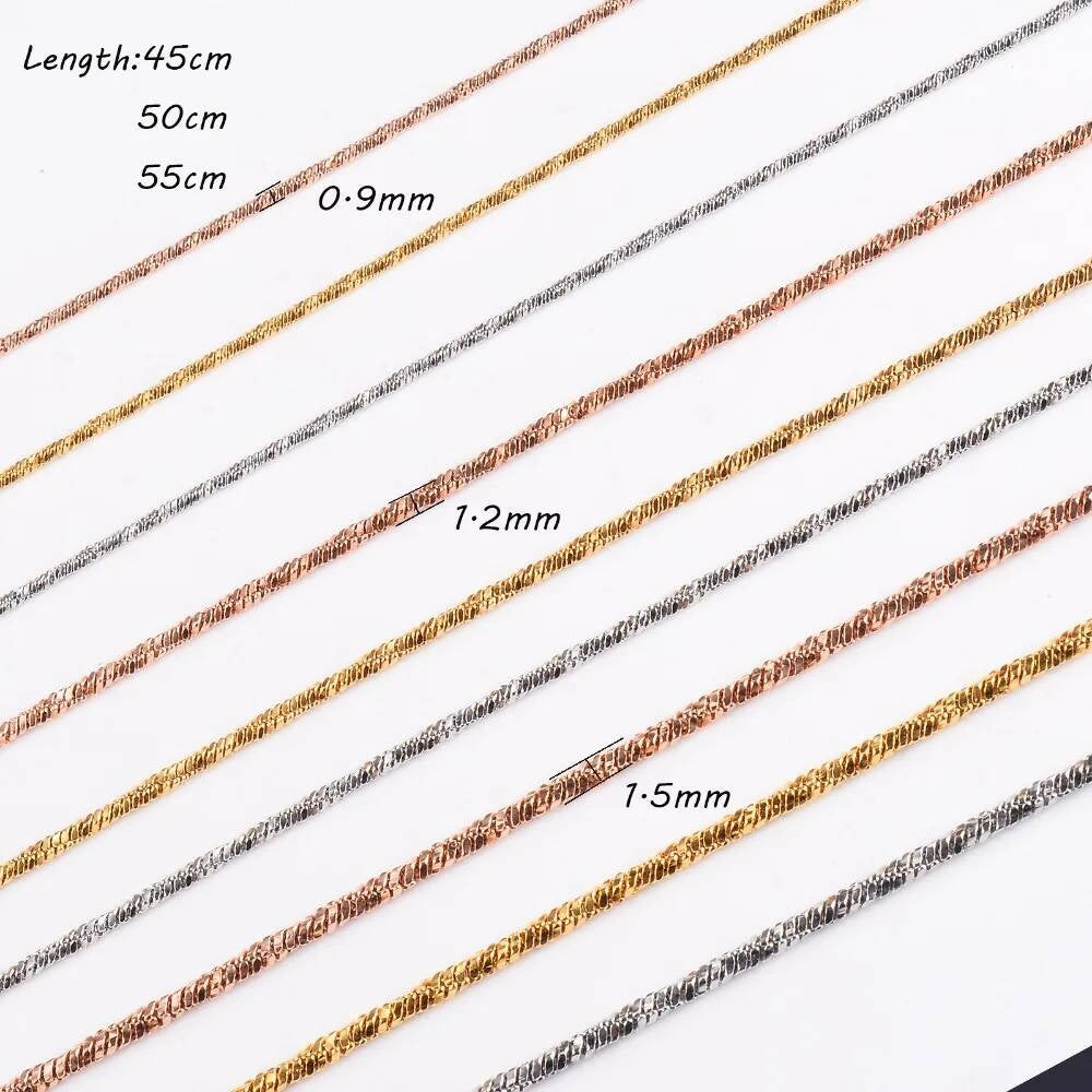 1 piece Width 0.9/1.2/1.5mm Tiny Twisted square snake Necklaces Jewelry Stainless Steel Choker Necklace For Women Collier