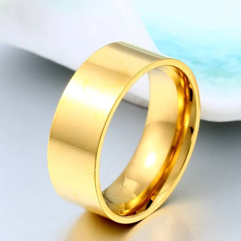 Four-Color Polished Ring - Stainless Steel Men's Fashion Jewelry in Pop Hues 8mm gold aA