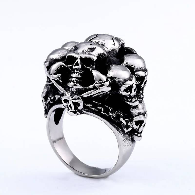 Punk Skull Skeleton Ring – 316L Stainless Steel Statement Band