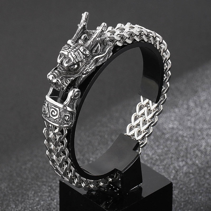 12mm Dragon Bone Bracelet For Men Mesh Chain Stainless Steel 316L Jewelry