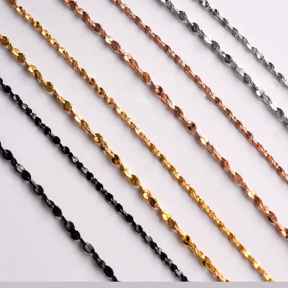1Pc Width 1.2mm/1.5mm/1.8mm Stainless Steel Tiny Link Matching Pendants Necklace Chain for DIY Jewelry Making