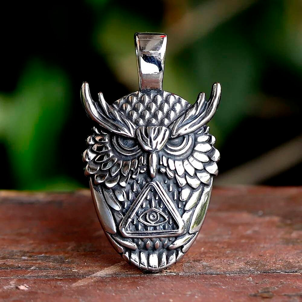 Owl Pendant Necklace with All-Seeing Eye – Mysterious Symbol Jewelry