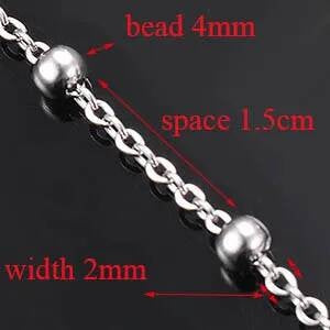 Wholesale 10pcs/lot Width 1.5mm 2mm Tiny beaded Stainless Steel Link Chain for Necklaces Bracelets Foot Jewelry size 8