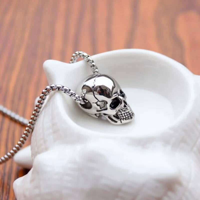 Skull Pendant Necklace – Gothic, Edgy, Stainless Steel Skull Design