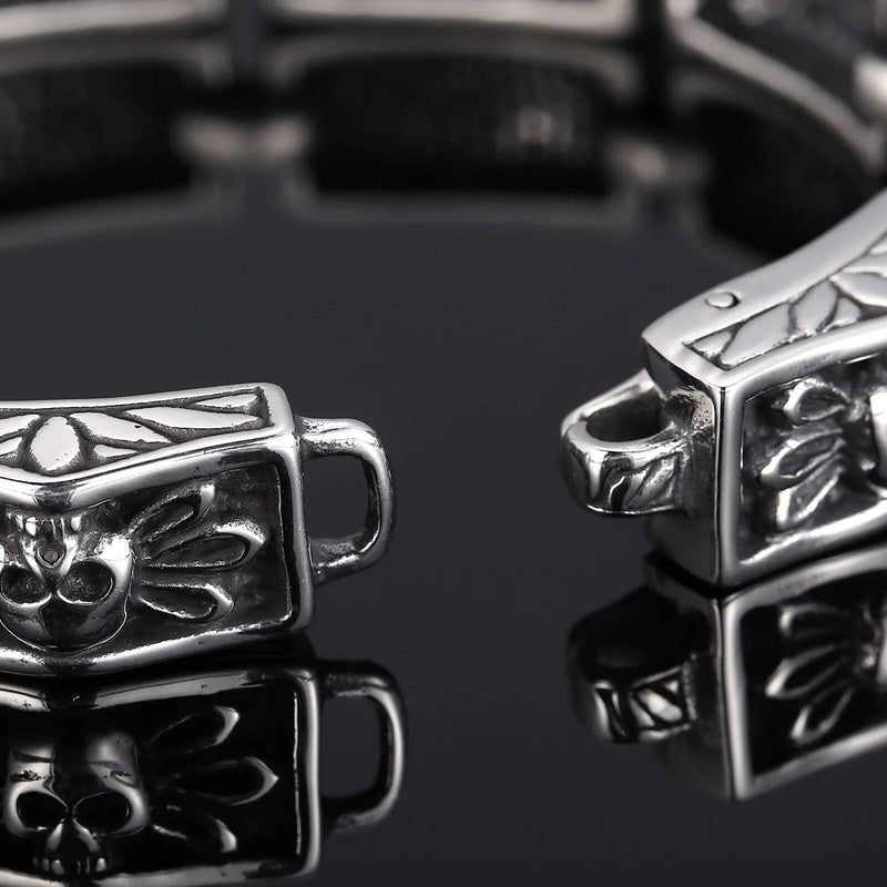 12mm Skull Bone Men's Bracelet Charm Jewelry Stainless Steel 316L