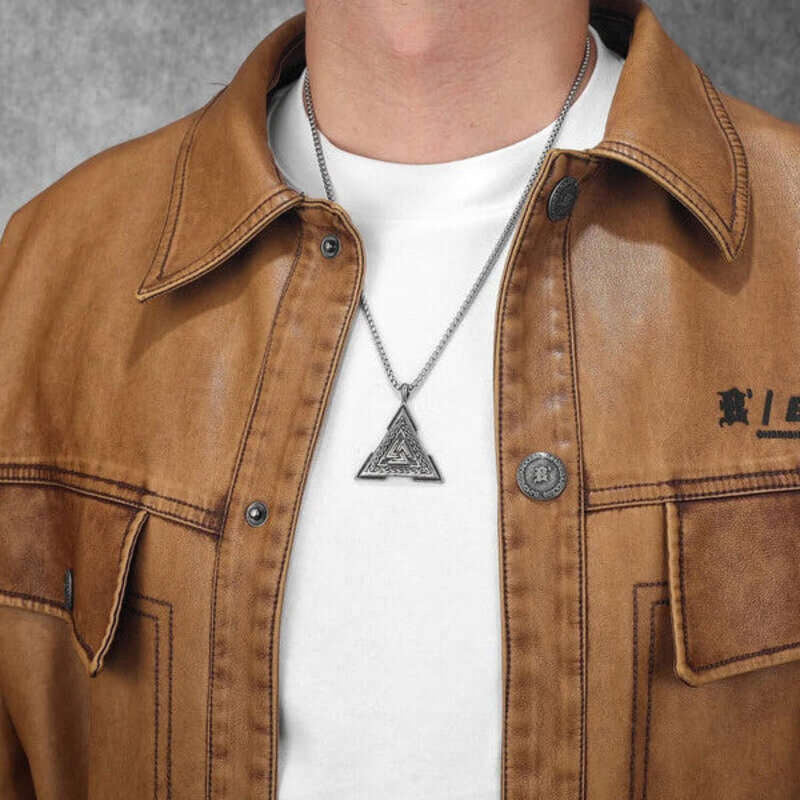 Men’s Viking Valknut Pendant Necklace – 316L Stainless Steel Norse Amulet