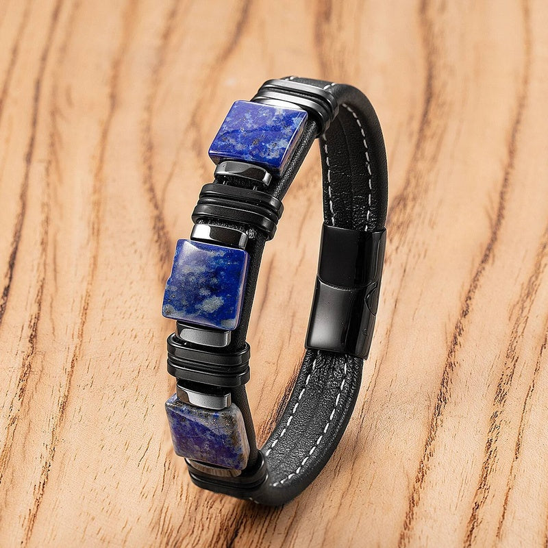 Black Braided Leather Bracelet with Green Jade Beads - Stylish Multi-Layer Magnetic Clasp Jewelry for Casual Wear and Gifts Style-H