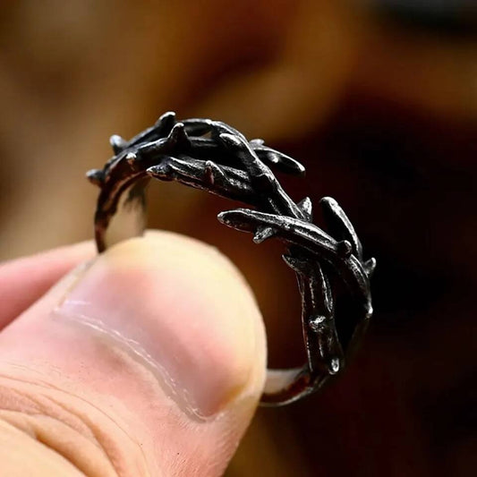 Jesus Crown of Thorns Ring - Black Vintage Stainless Steel Biker Couple Jewelry