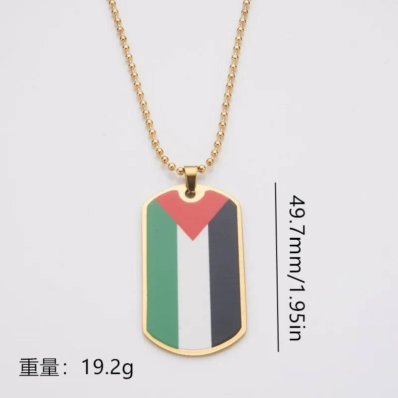 Stainless Steel Flag Pendant Necklace For Men Women Palestine Series Jewelry Accessories