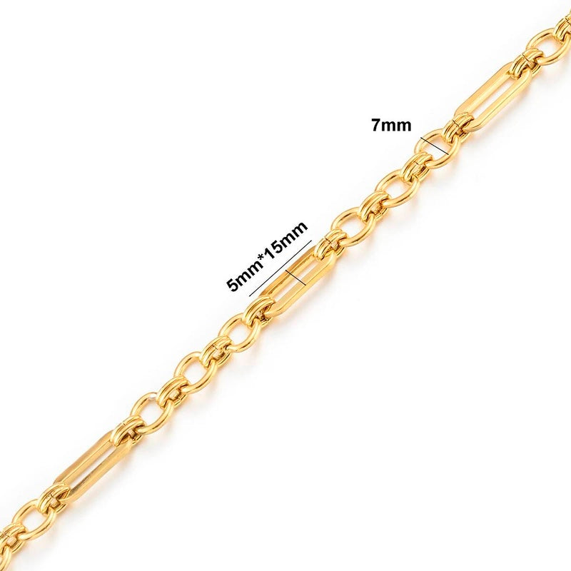 1 piece Women Men Bracelet Necklace Stainless Steel Huge Handmade Square Bone Shape Link Chain Jewelry Not allergic style 6