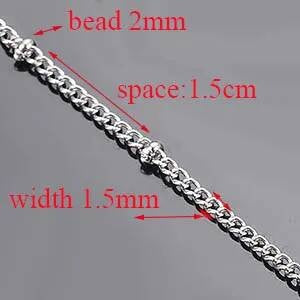 Wholesale 10pcs/lot Width 1.5mm 2mm Tiny beaded Stainless Steel Link Chain for Necklaces Bracelets Foot Jewelry size 2