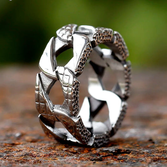Gothic Chain Link Ring - Stainless Steel Unisex Punk Biker Jewelry