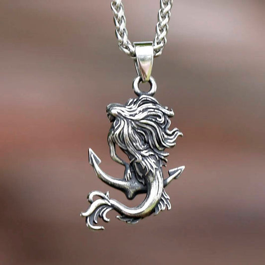 Mermaid and Anchor Pendant Necklace – Nautical Ocean Jewelry