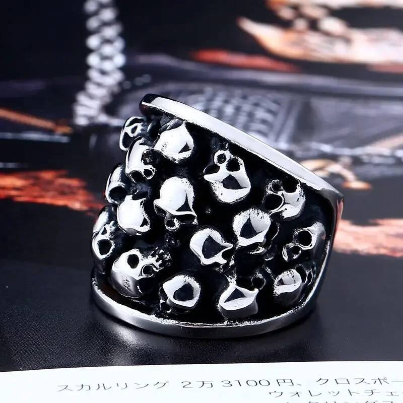 Death Skeleton Ring - Heavy Gothic Stainless Steel Men's Statement Jewelry