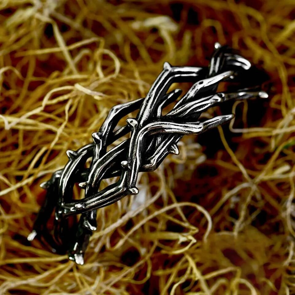 Thorn Bracelet – Gothic Punk Stainless Steel Bangle Inspired by Nature