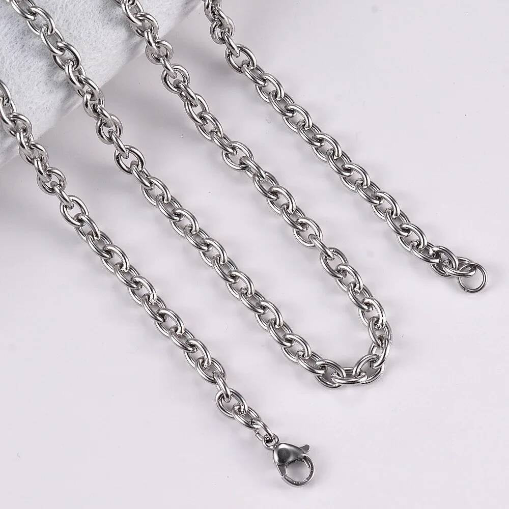 1Pc Width 1.5mm-6mm Stainless Steel Cross O Chain For Women Men DIY Jewelry Thin Bracelet Necklace