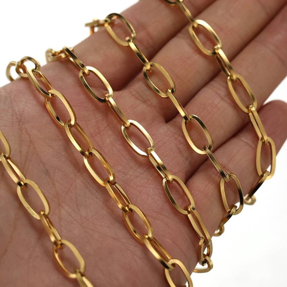 1Pc Width 6mm*12mm Stainless Steel Cable Oval Link Chain Necklace for DIY Jewelry Findings Making