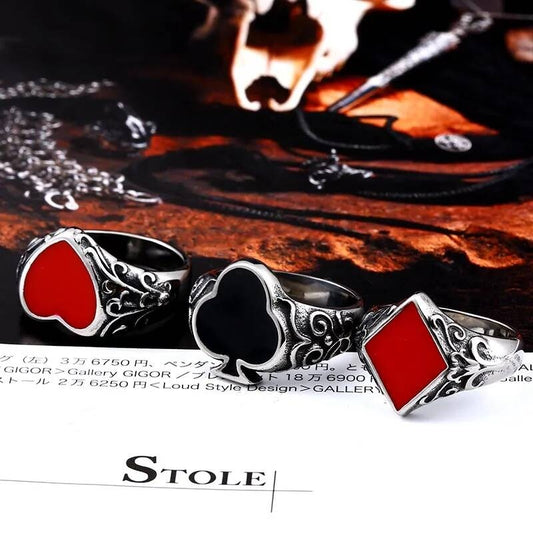 Red Diamond-Rhombus Stainless Steel Ring – 316L Bold Unisex Band