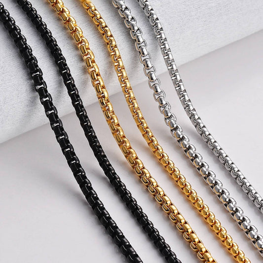 1 piece 3.5mm/4mm Stainless Steel Square Pearl Chain figaro chain necklace for Pendant Men Women Necklace Jewelry