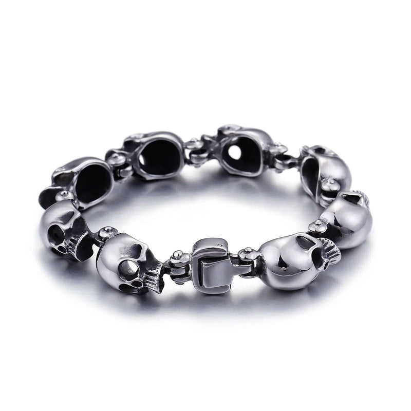 13mm Skeleton Bone Bracelet Men 316L Stainless Steel Punk Jewelry Never Fade