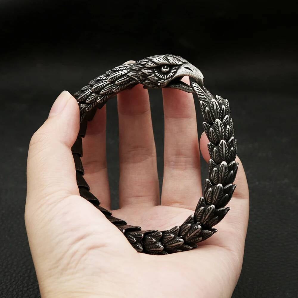 Viking Eagle Ouroboros Bracelet – Norse Stainless Steel Armring
