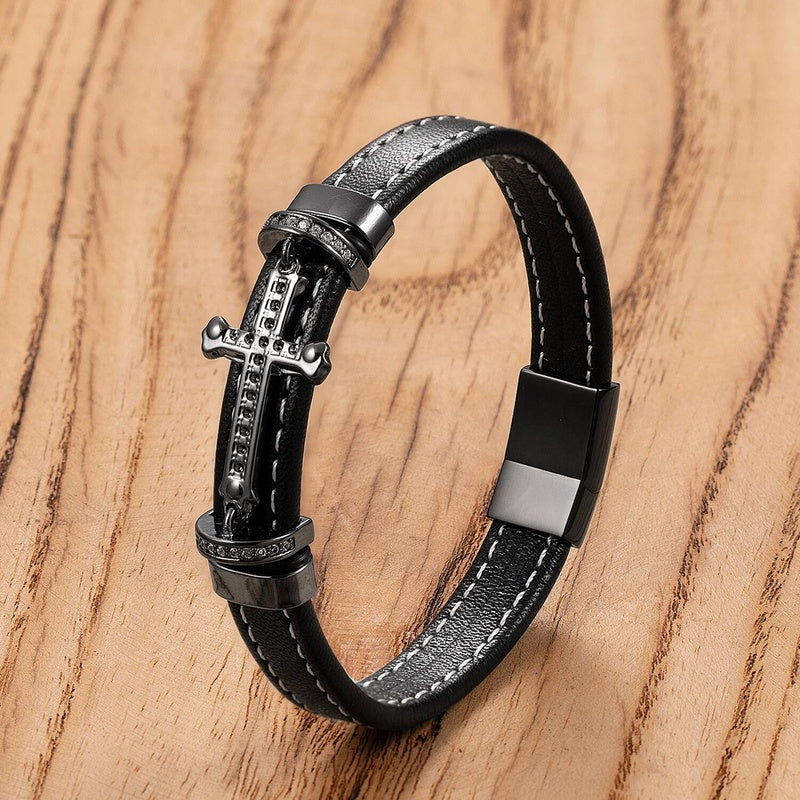 Black Braided Leather Bracelet with Green Jade Beads - Stylish Multi-Layer Magnetic Clasp Jewelry for Casual Wear and Gifts Black-A