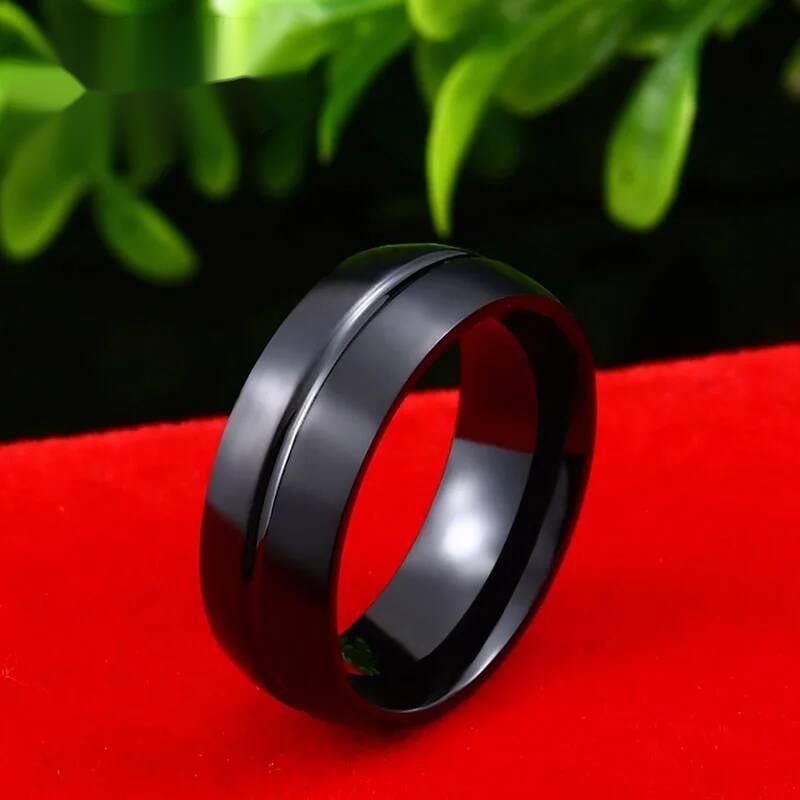 Matte Black Stainless Steel Band Ring Minimalist Unisex Jewelry