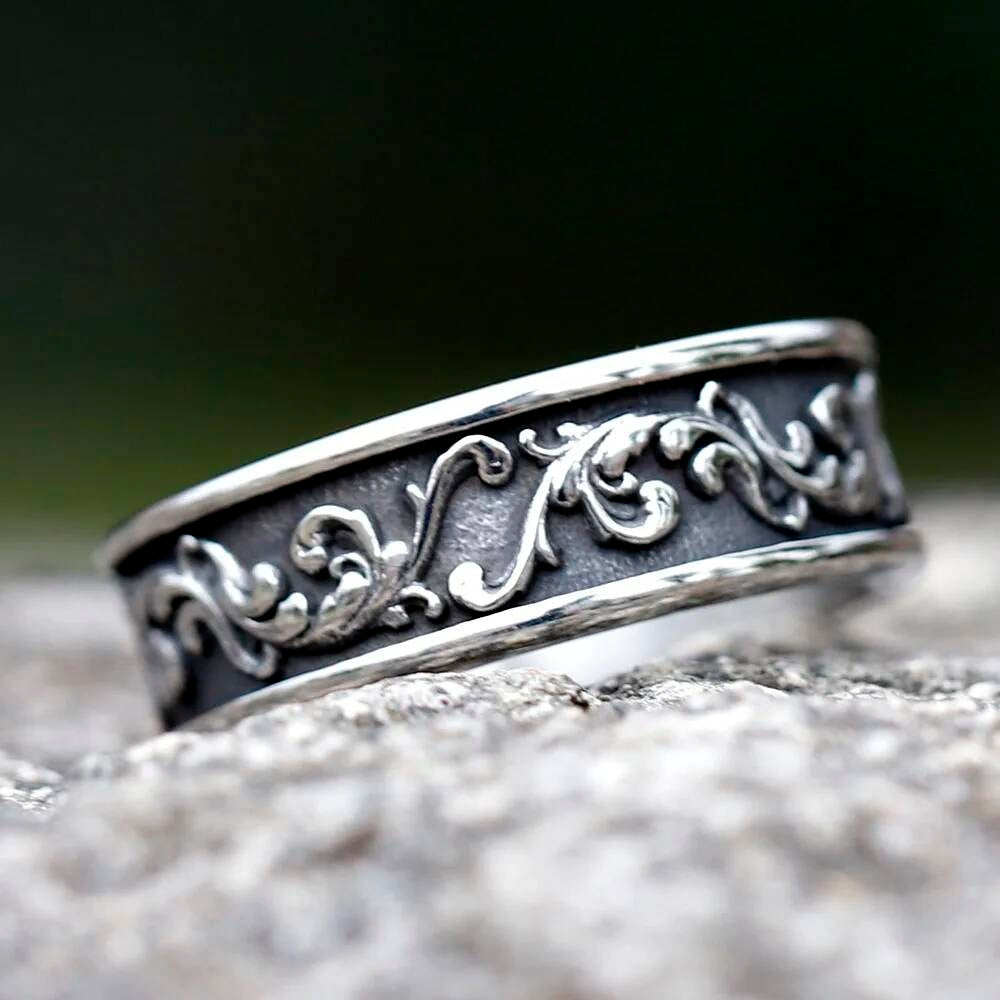 New Stainless Steel Viking Biker Vintage Spindrift Pattern Round Ring With