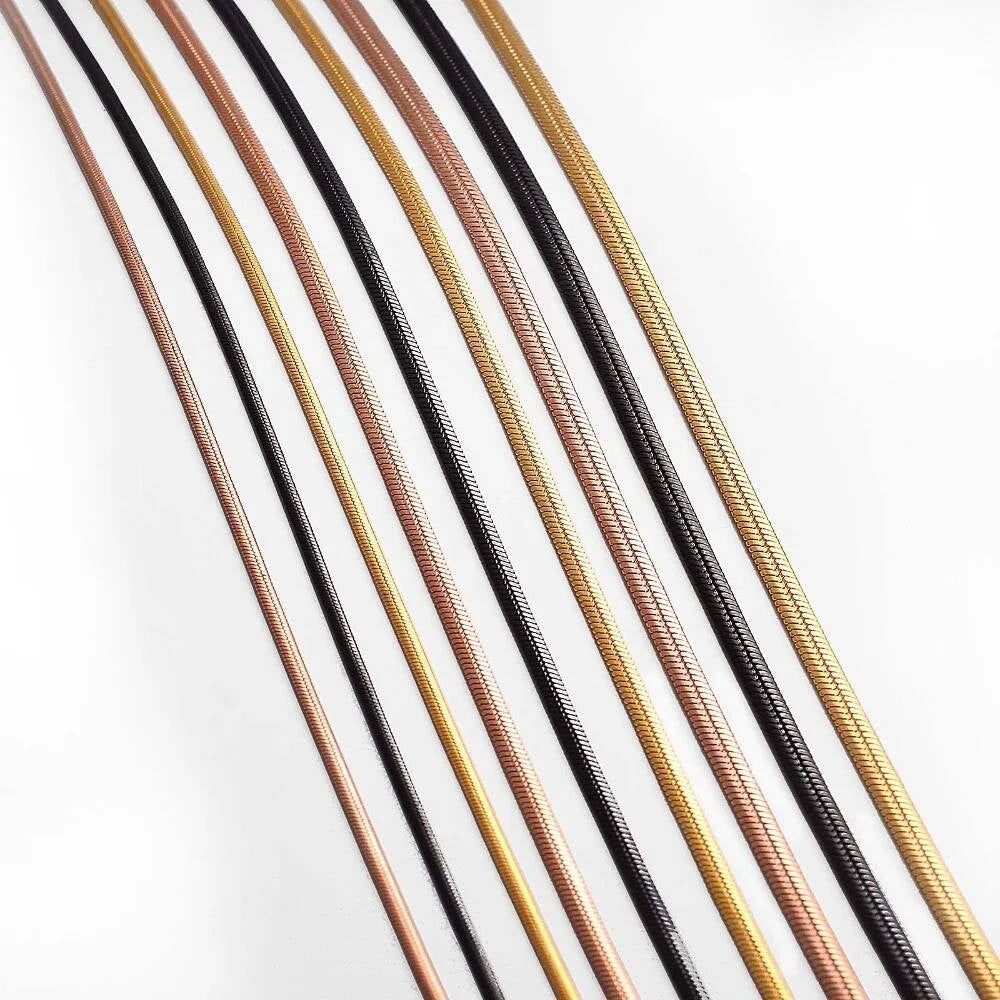 1 piece Width 1.5mm/2mm/2.5mm Chain Men Women Stainless Steel Flat Snake Necklace Wholesale Jewelry