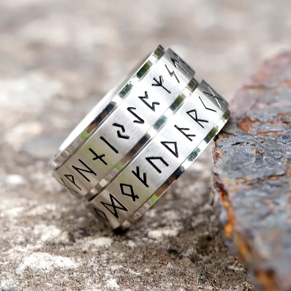 Rotatable Viking Rune Spinner Ring – 316L Stainless Steel Multicolor Band