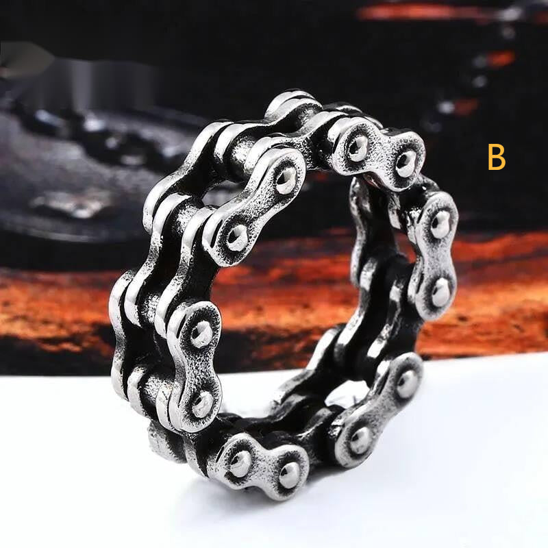 Link Chain Punk Ring - Stainless Steel Trendy Men's Rock Jewelry