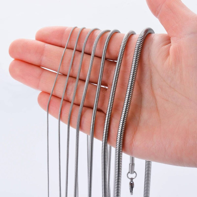 1 piece Stainless steel Round Snake Chain Pendant For Men Women Necklace Jewelry