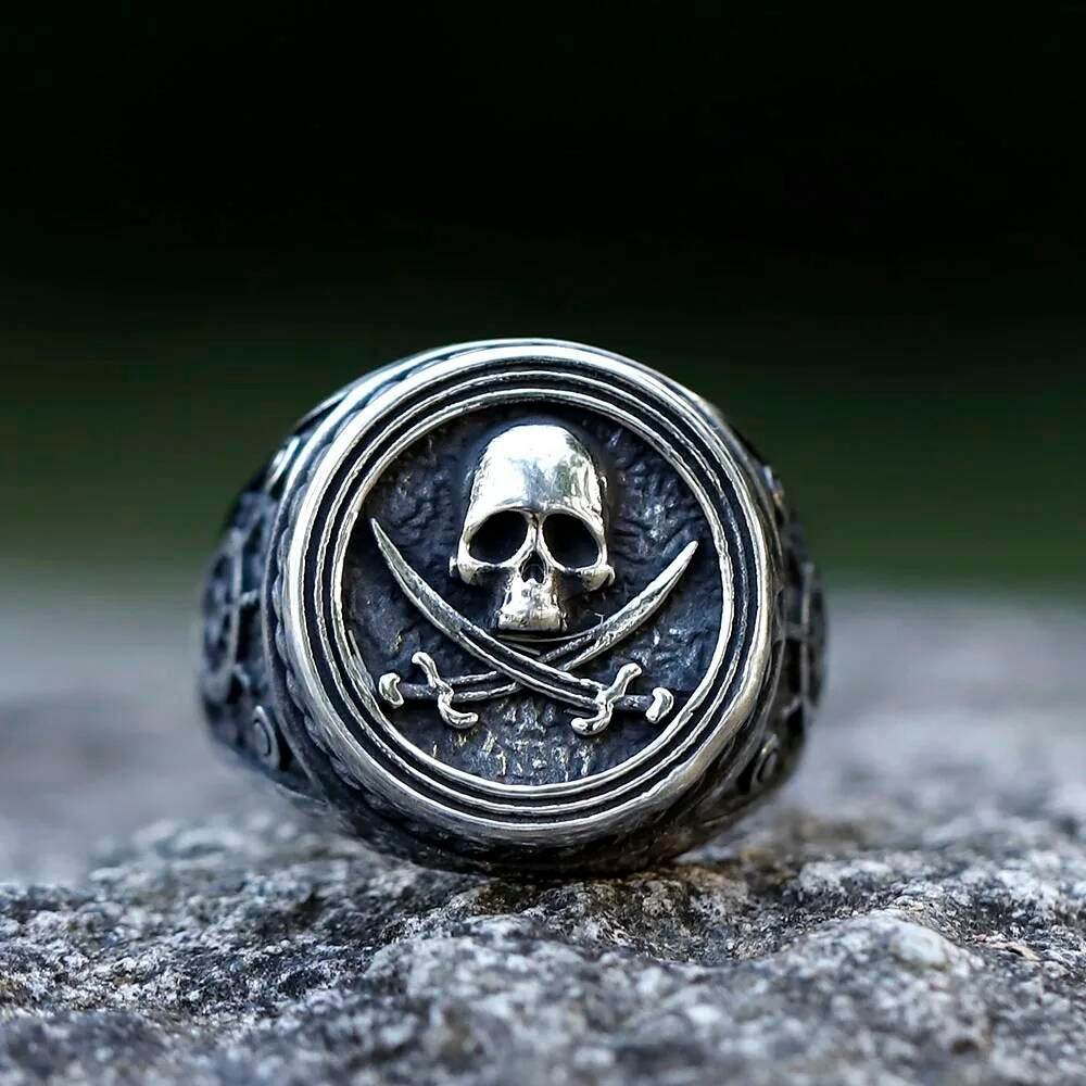 Skull Motorcycle Band Ring – 316L Stainless Steel Gothic Party Gift