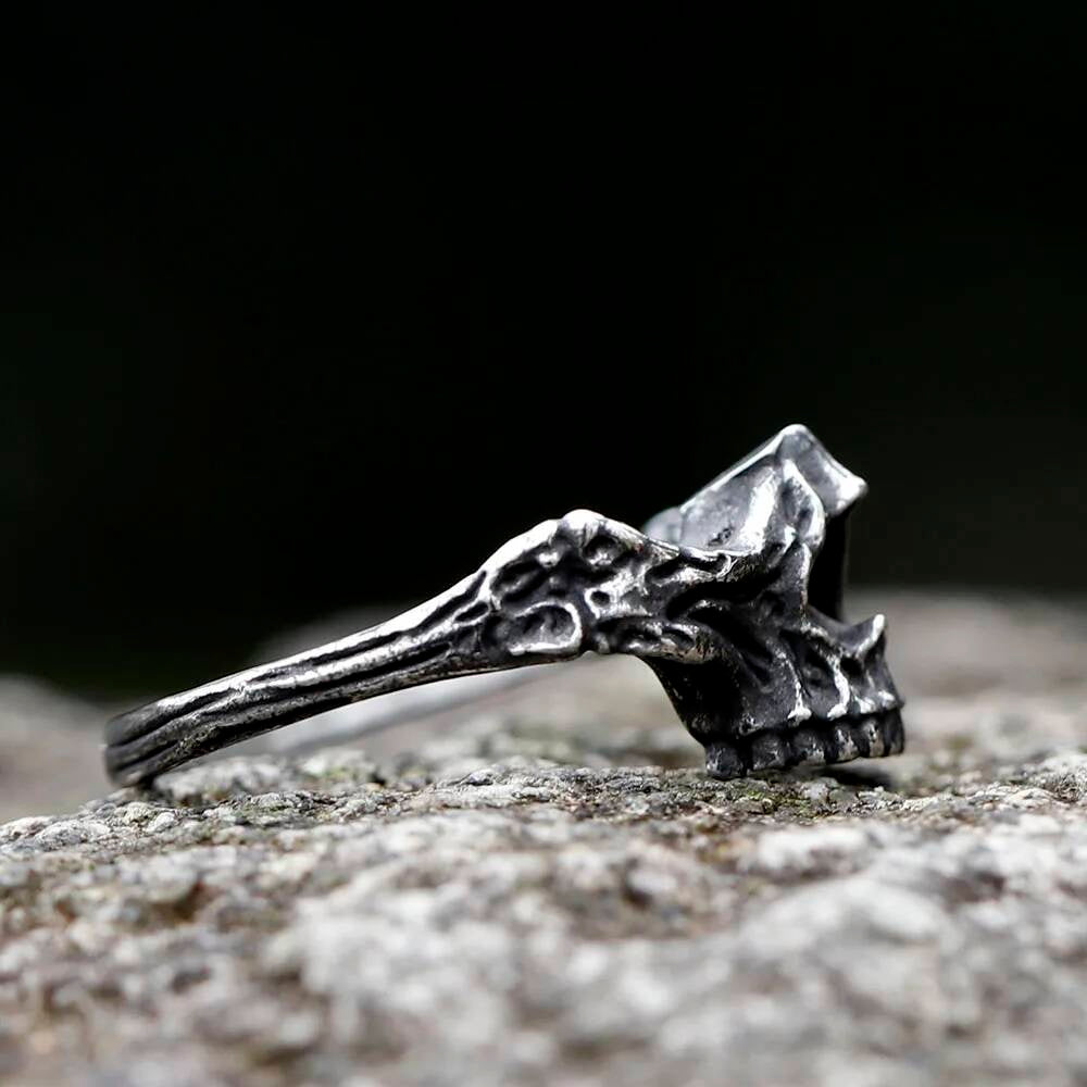 Vintage Gothic Skull Ring – 316L Stainless Steel Skeleton Statement Band