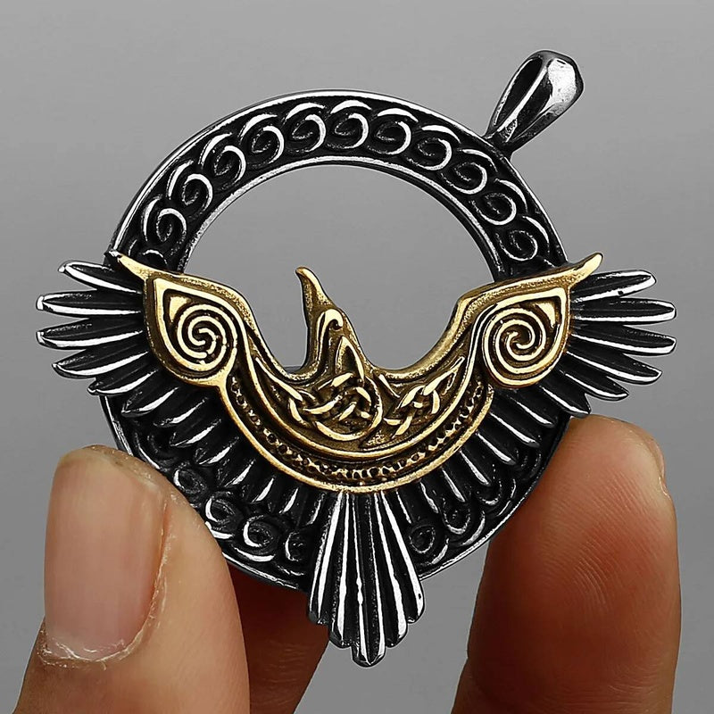 Celtic Birds of Freedom Pendant Necklace – Symbol of Transformation and Spiritual Freedom Ancient Gold 60CM Chain