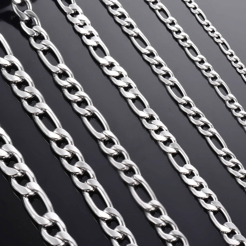 1 piece 3mm/3.8mm/4.5mm/5mm/6mm/7mm/7.5mm Figaro Link Jewelry Classic Curb Necklace Stainless Steel Chain for Men Women